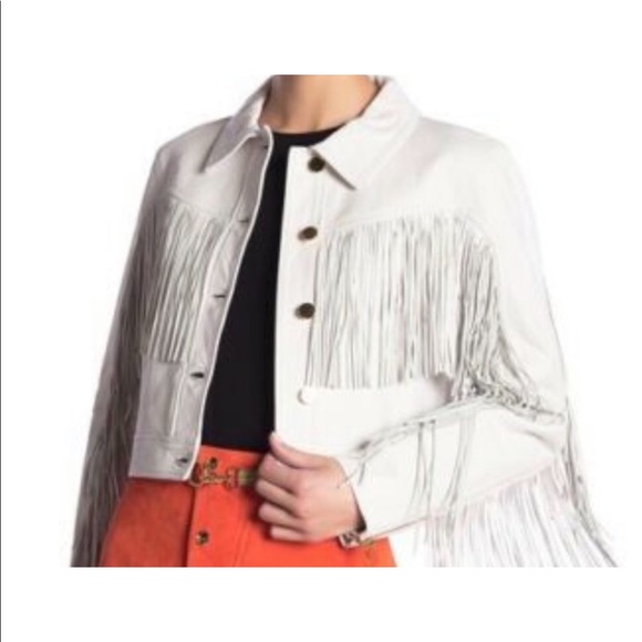 Diane von Furstenbergfringe leatherjacket
